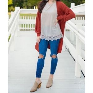 Rust Bell Sleeve Cardigan